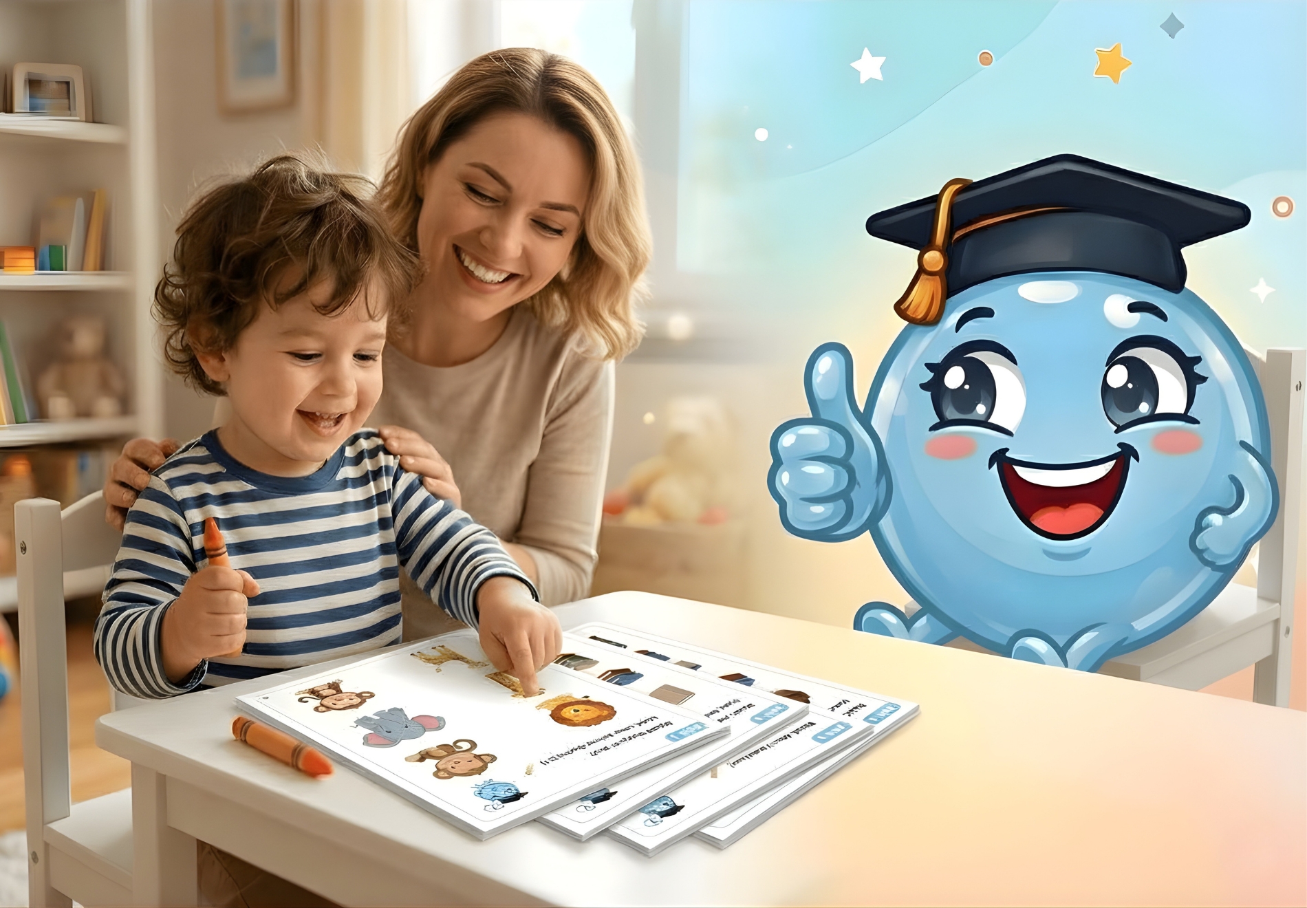 Rodina s deťmi učiaca sa s BubbleKids